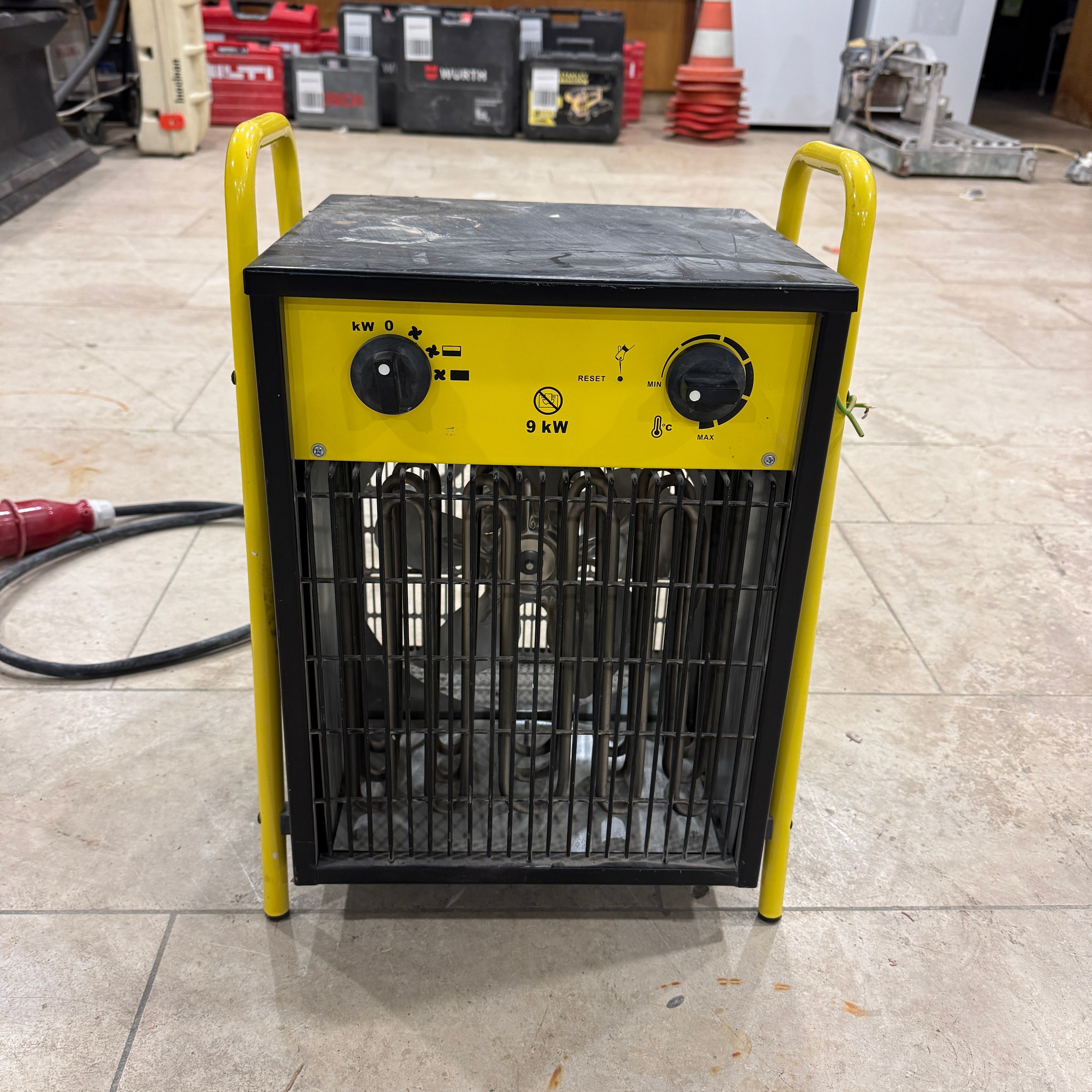 Elektroheizer Heizlüfter Bauheizer 9000 W schwarz gelb