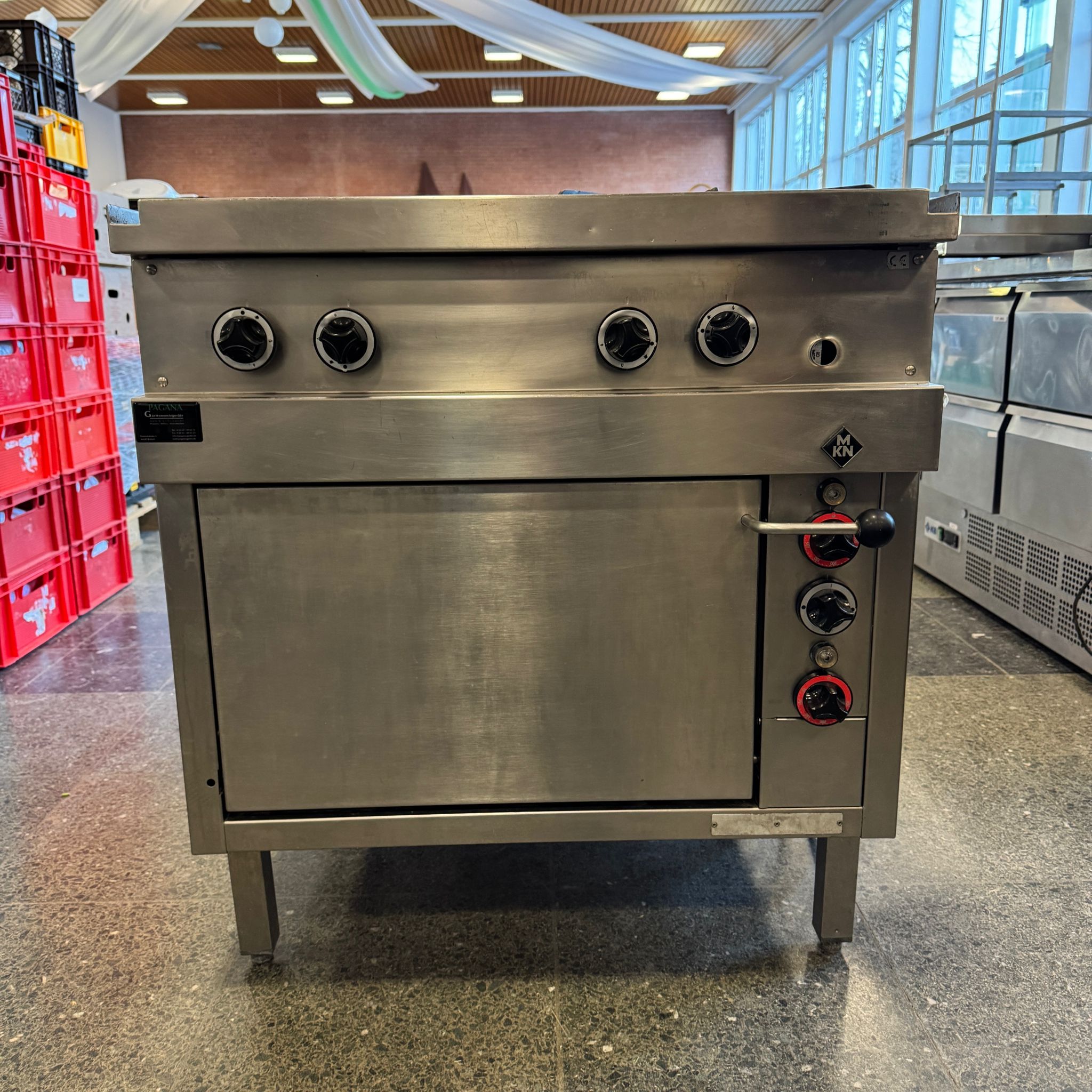 MKN Gasherd 4-flammig mit Elektrobackofen
